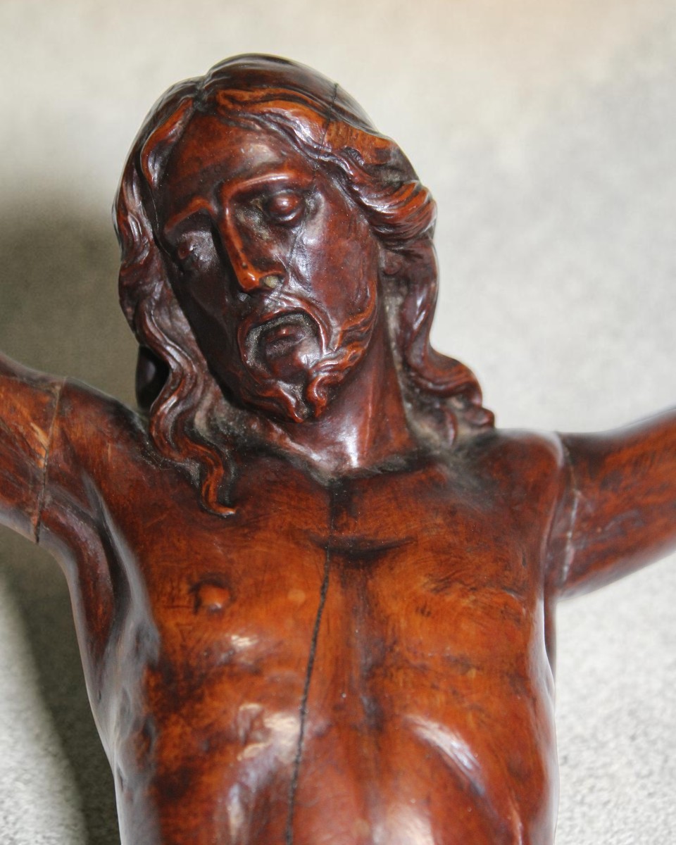 Carved Christ In Boxwood, 18th Century.-photo-3