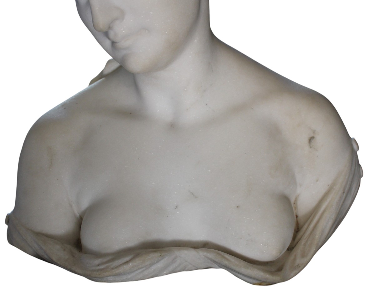 BUSTE DE DAME EN MARBRE, XIX SIECLE.-photo-3