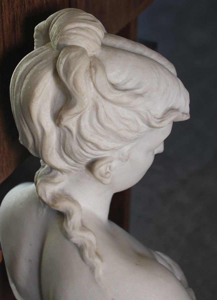 BUSTE DE DAME EN MARBRE, XIX SIECLE.-photo-5