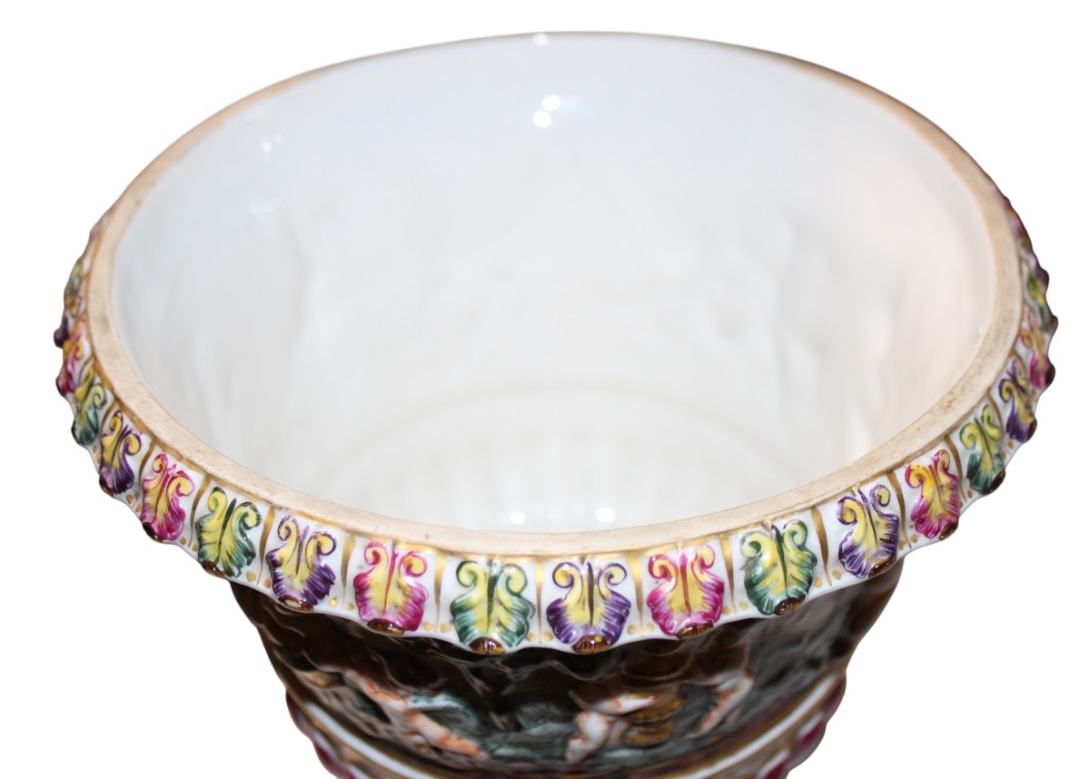 Capodimonte Porcelain Crater Vase, Italy, Late 19th Century.-photo-5