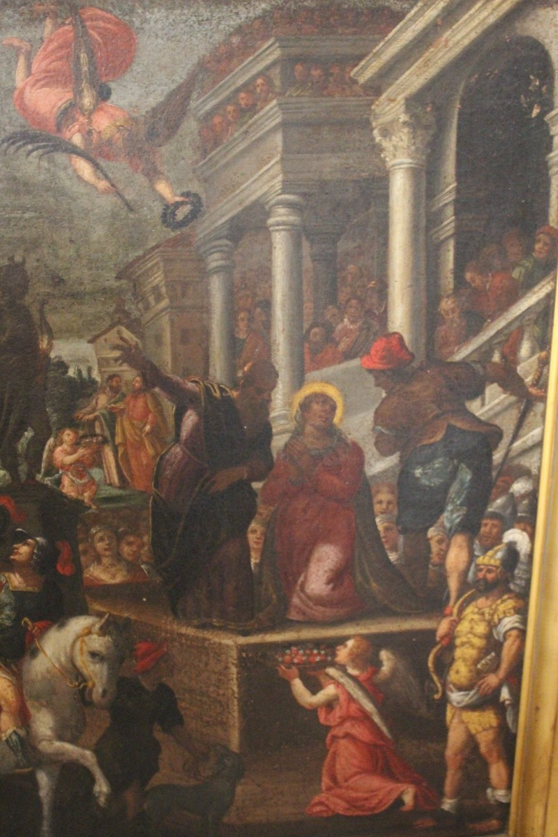TABLEAUX HUILE SUR TOILE DU XVII SIECLE, "MARTYRE", ECOLE ITALIENNE.-photo-2