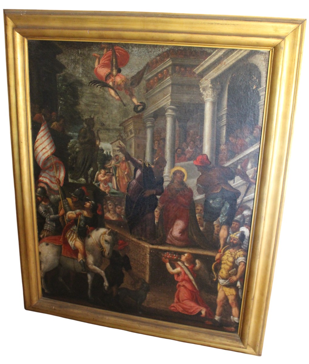 TABLEAUX HUILE SUR TOILE DU XVII SIECLE, "MARTYRE", ECOLE ITALIENNE.-photo-3