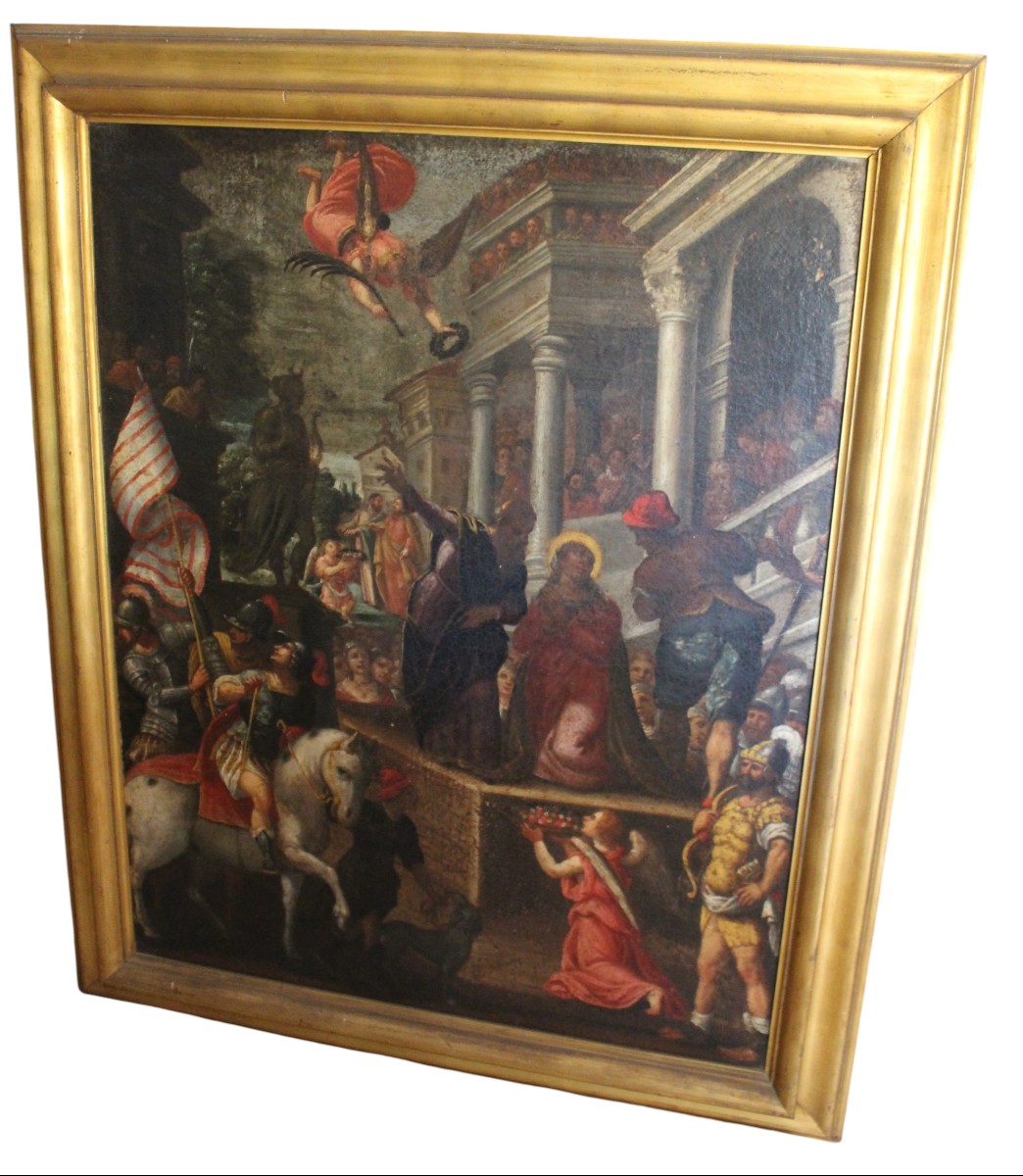 TABLEAUX HUILE SUR TOILE DU XVII SIECLE, "MARTYRE", ECOLE ITALIENNE.-photo-1