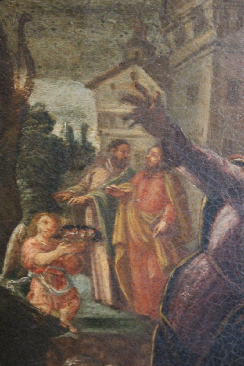 TABLEAUX HUILE SUR TOILE DU XVII SIECLE, "MARTYRE", ECOLE ITALIENNE.-photo-3