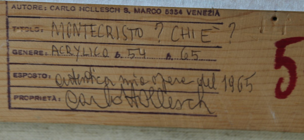Carlo Hollesch (pola 1926–venice 1978) Titled "montecristo? Chi è?" 1965.-photo-4