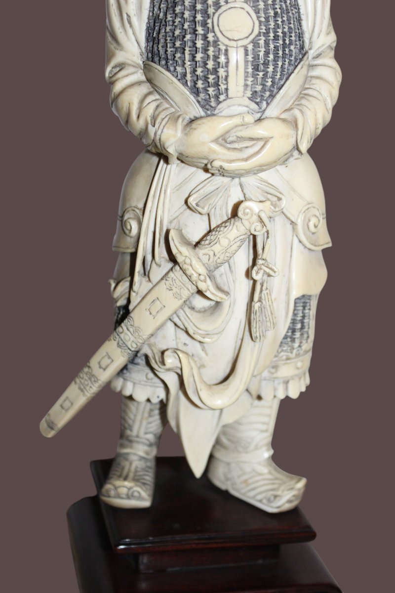 Chinese Ivory Sculpture Depicting A Warrior, China, Circa 1920.-photo-3