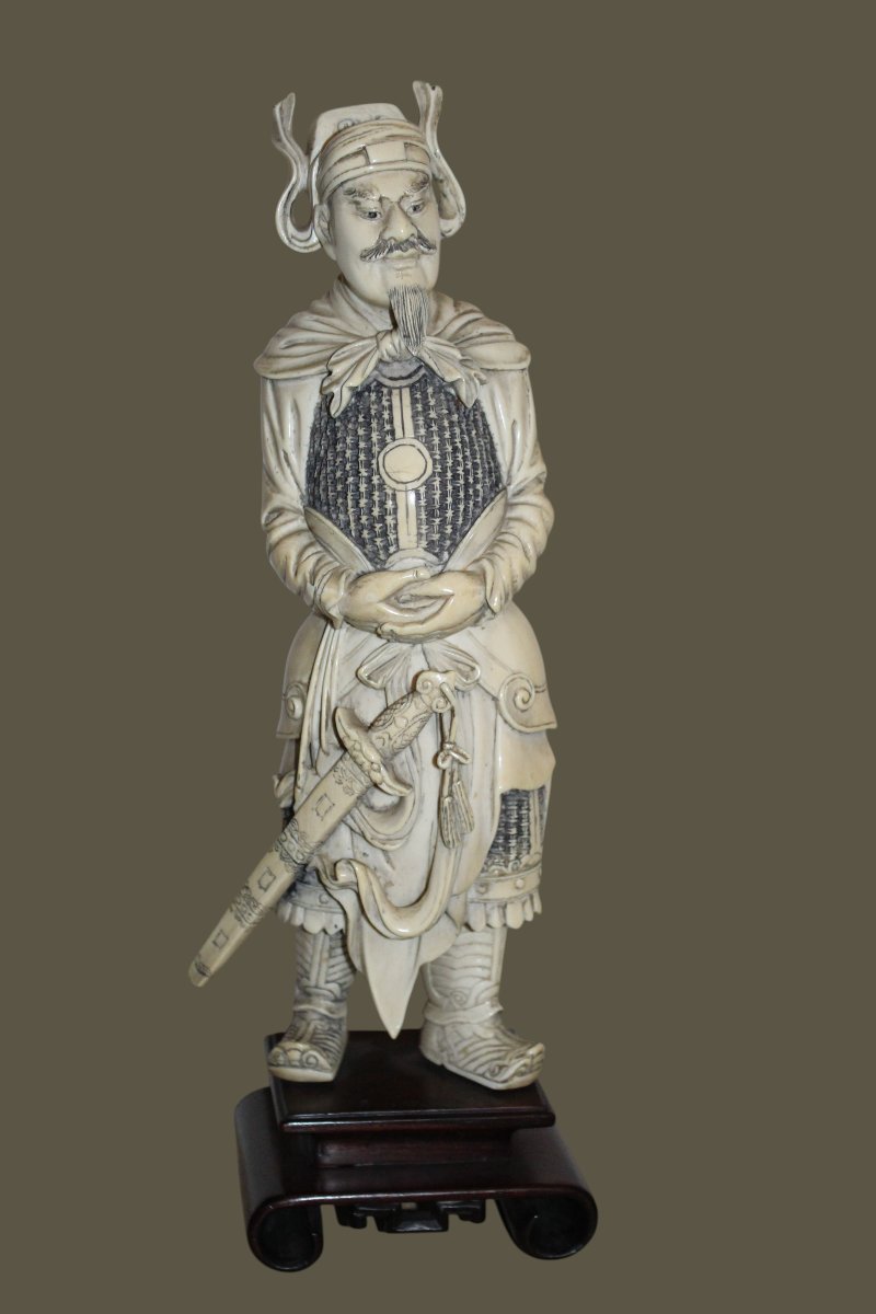 Chinese Ivory Sculpture Depicting A Warrior, China, Circa 1920.