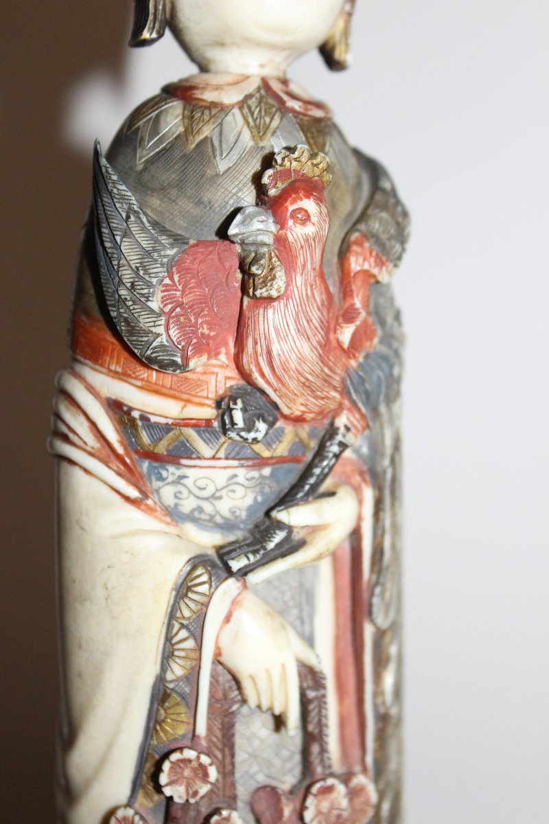 Polychrome Ivory Sculpture Depicting Guanyin, China, Late 19th Century.-photo-2