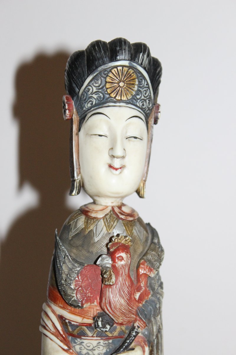 Polychrome Ivory Sculpture Depicting Guanyin, China, Late 19th Century.-photo-3