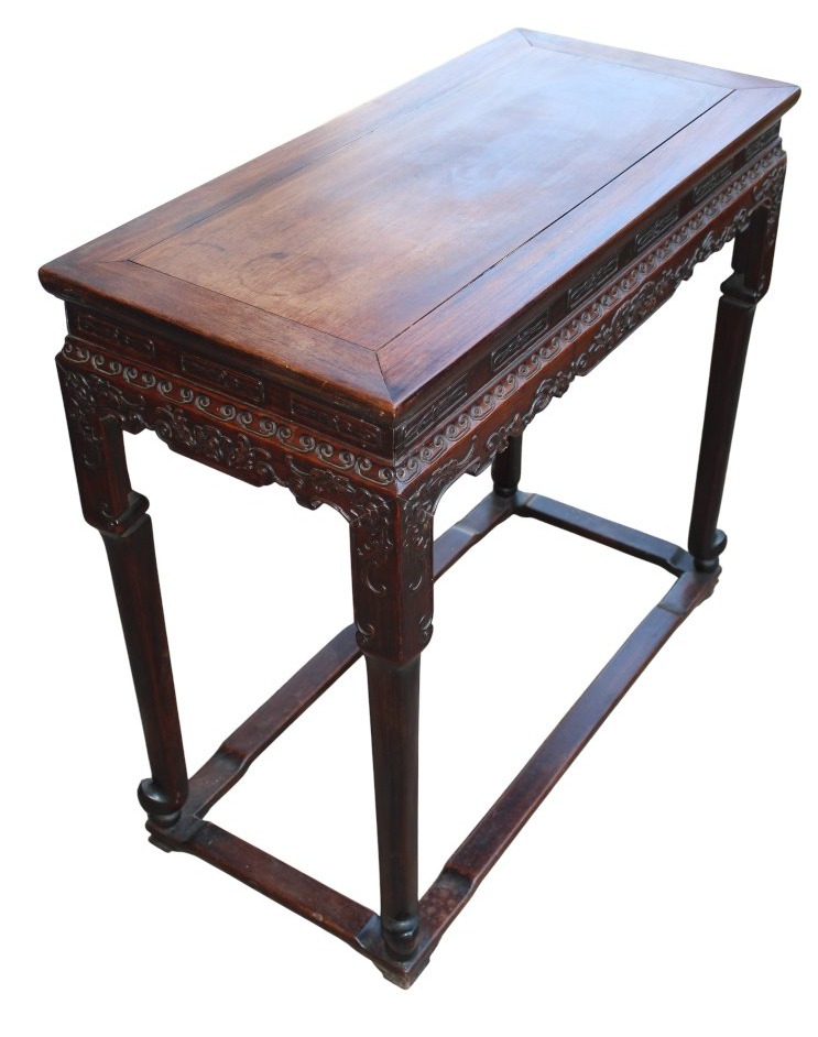 Chinese Incense Table In Carved Hardwood, Qing Dynasty, 19th Century.-photo-4