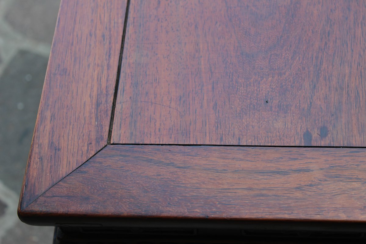 Chinese Incense Table In Carved Hardwood, Qing Dynasty, 19th Century.-photo-4