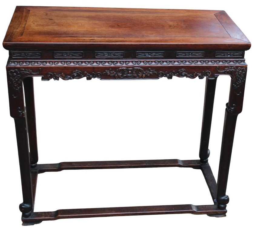 Chinese Incense Table In Carved Hardwood, Qing Dynasty, 19th Century.