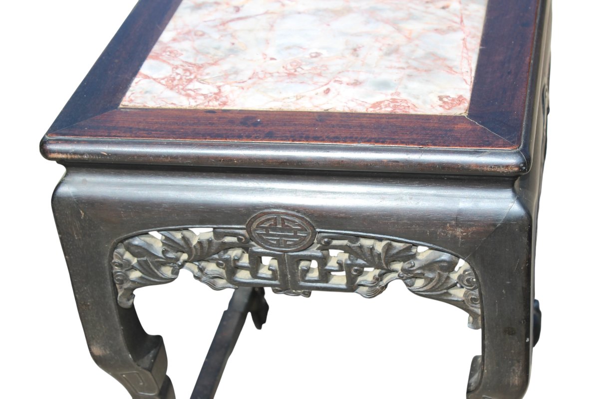 PAIRE DE SELLETTES ASIATIQUE EN BOIS EXOTIQUE SCULPTè, VERS 1900.-photo-2
