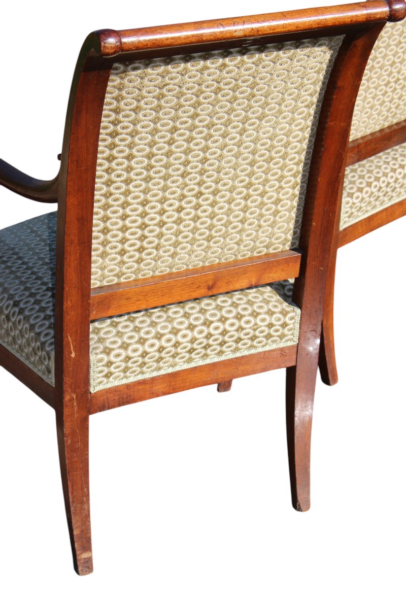 PAIR DE FAUTEUILS EN NOYER D'EPOQUE RESTAURATION, VERS 1830.-photo-3