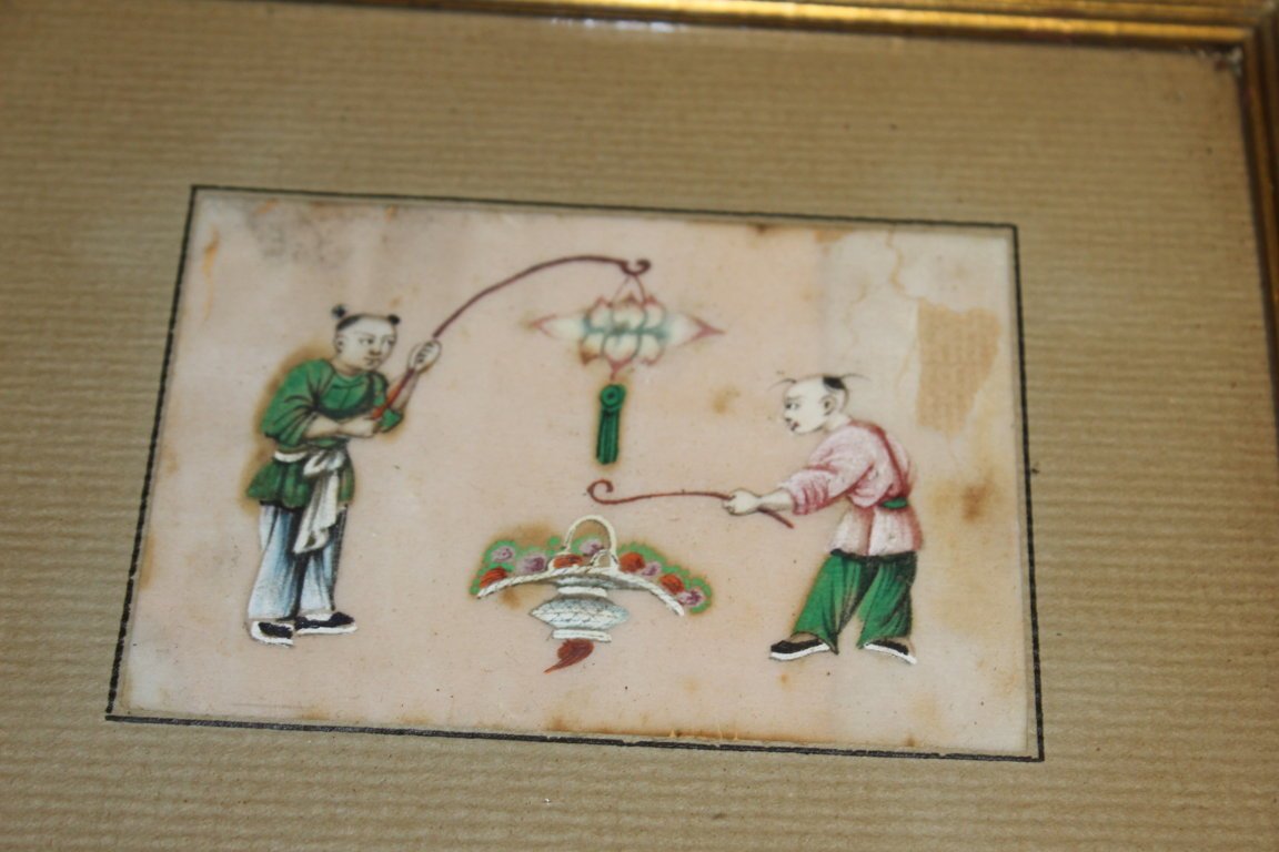 Series Of 12 Chinese Gouache XIX Century On Map Of Rice China-photo-1