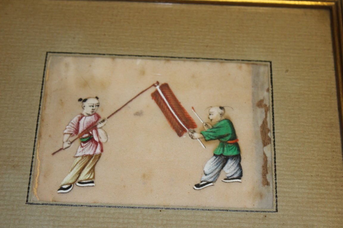 Series Of 12 Chinese Gouache XIX Century On Map Of Rice China-photo-2