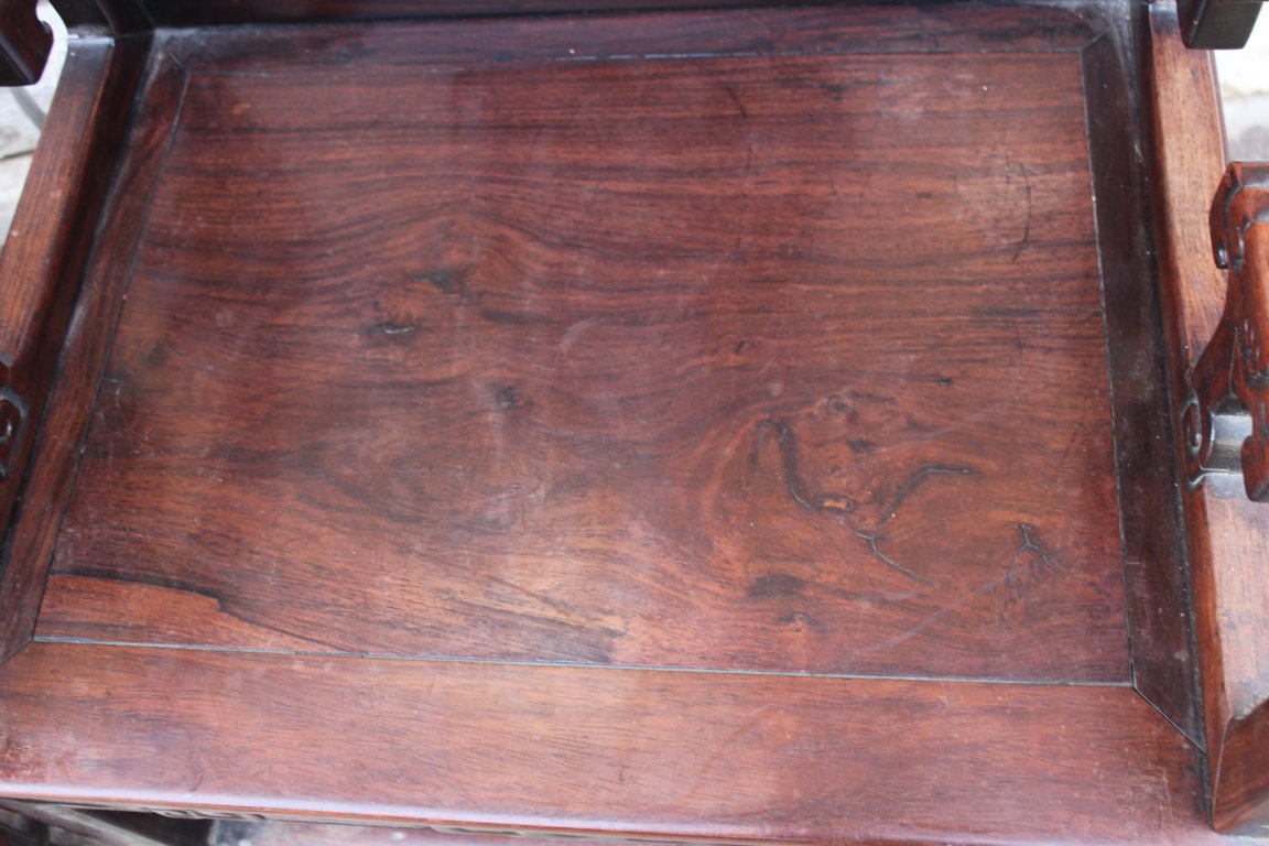 Pair Of Chinese Armchairs XIX Century Iron Wood (hongmu)-photo-1