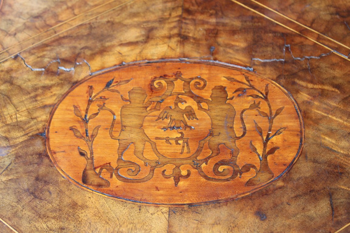 Italian Secretary In Marquetry, Louis Philippe Period, Lombardy Half Of XIX Century