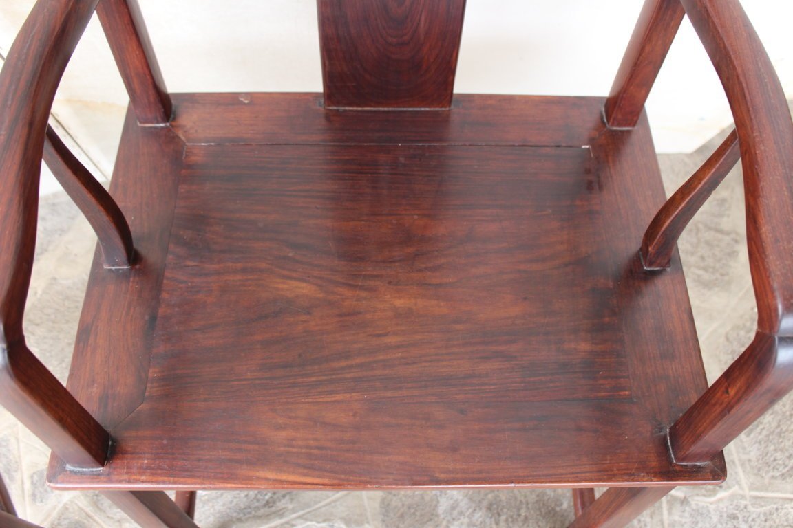 Paire De Fauteuils Chinois  En Bois De Fer (hongmu), Vers 1920 Fine Du La Dinastie Qing-photo-5