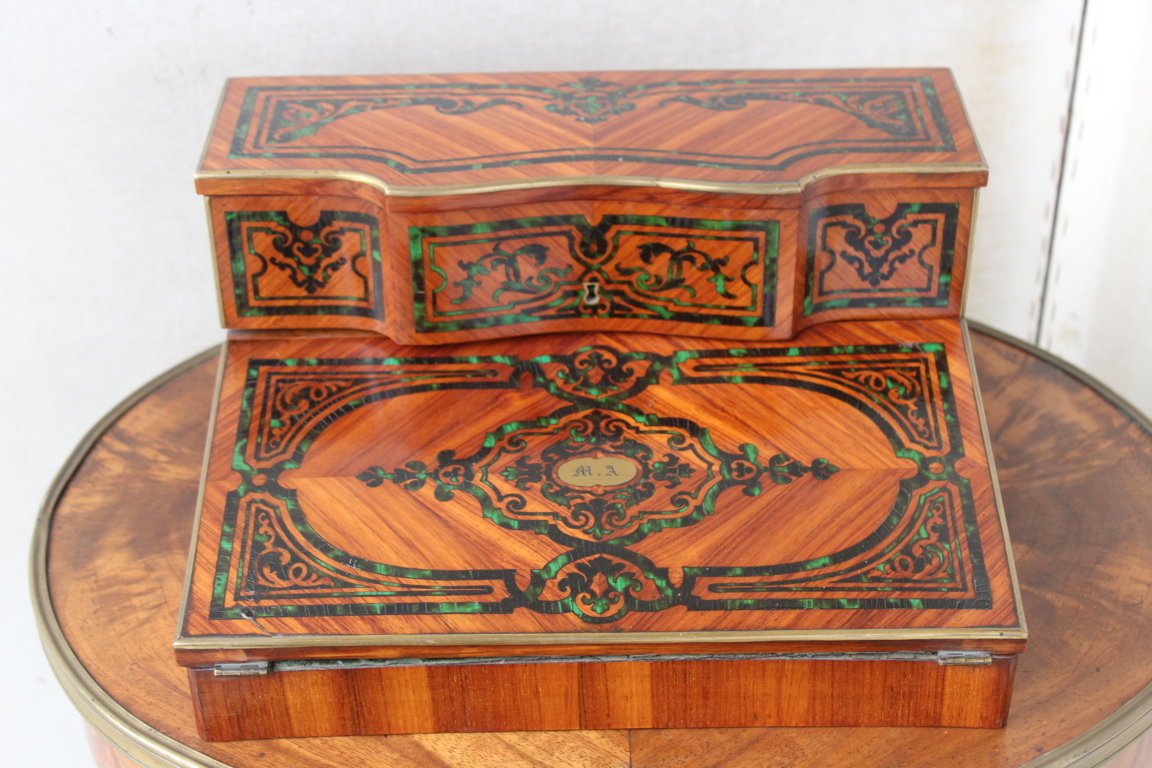 Napoleon IIIi Period Travel Writing Case In Rosewood And Boulle Marquetry