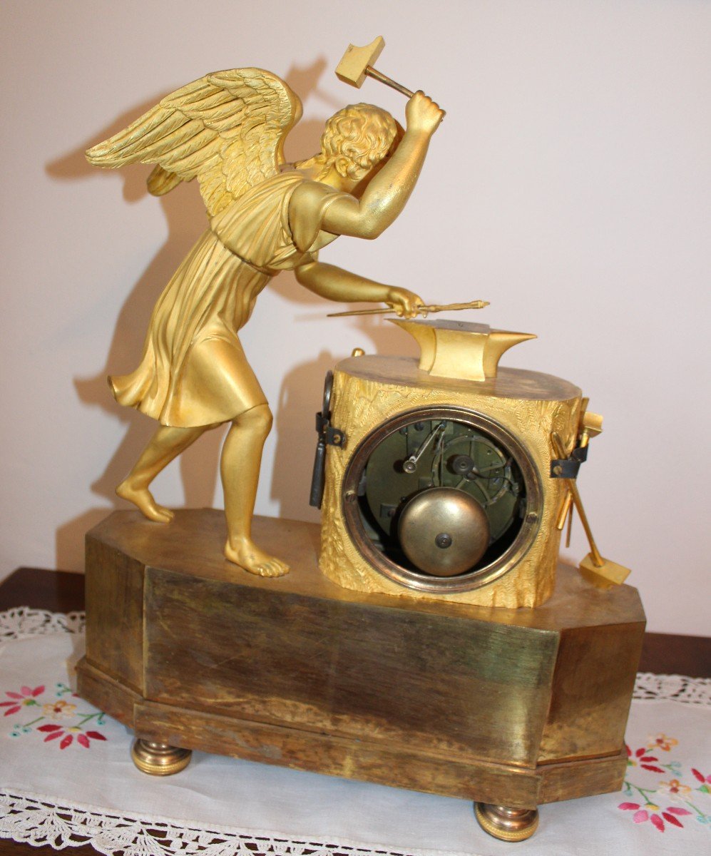 Pendulum Of The Empire Period "l 'amour Forgeon" Circa 1810-photo-1