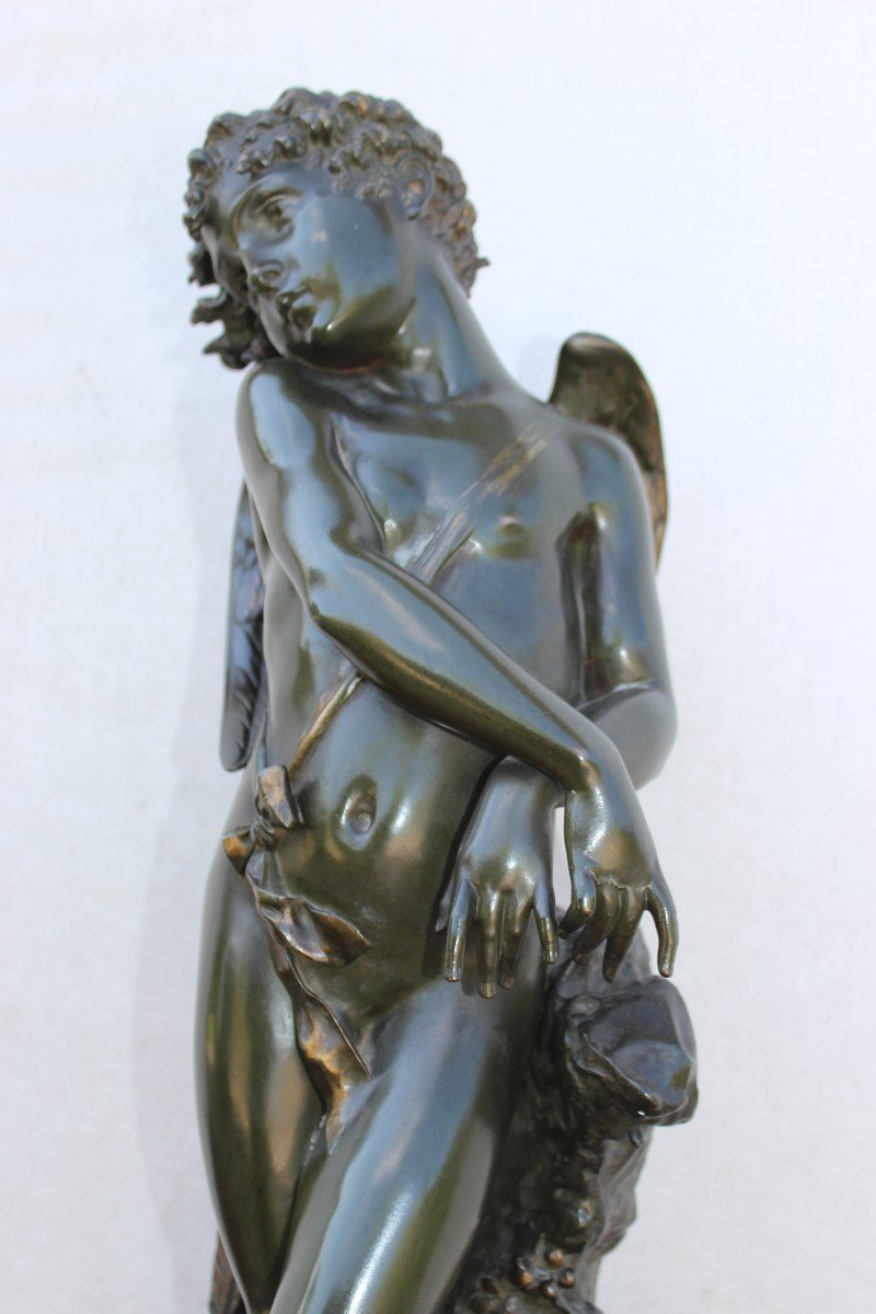 STATUE BRONZE "CUPIDON" PAR GIOVANNI BALLONI, FINE XIX SIECLE-photo-3