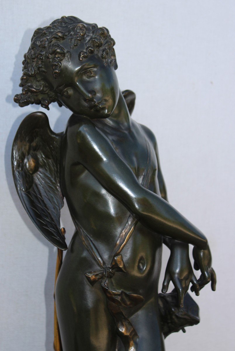 STATUE BRONZE "CUPIDON" PAR GIOVANNI BALLONI, FINE XIX SIECLE-photo-5