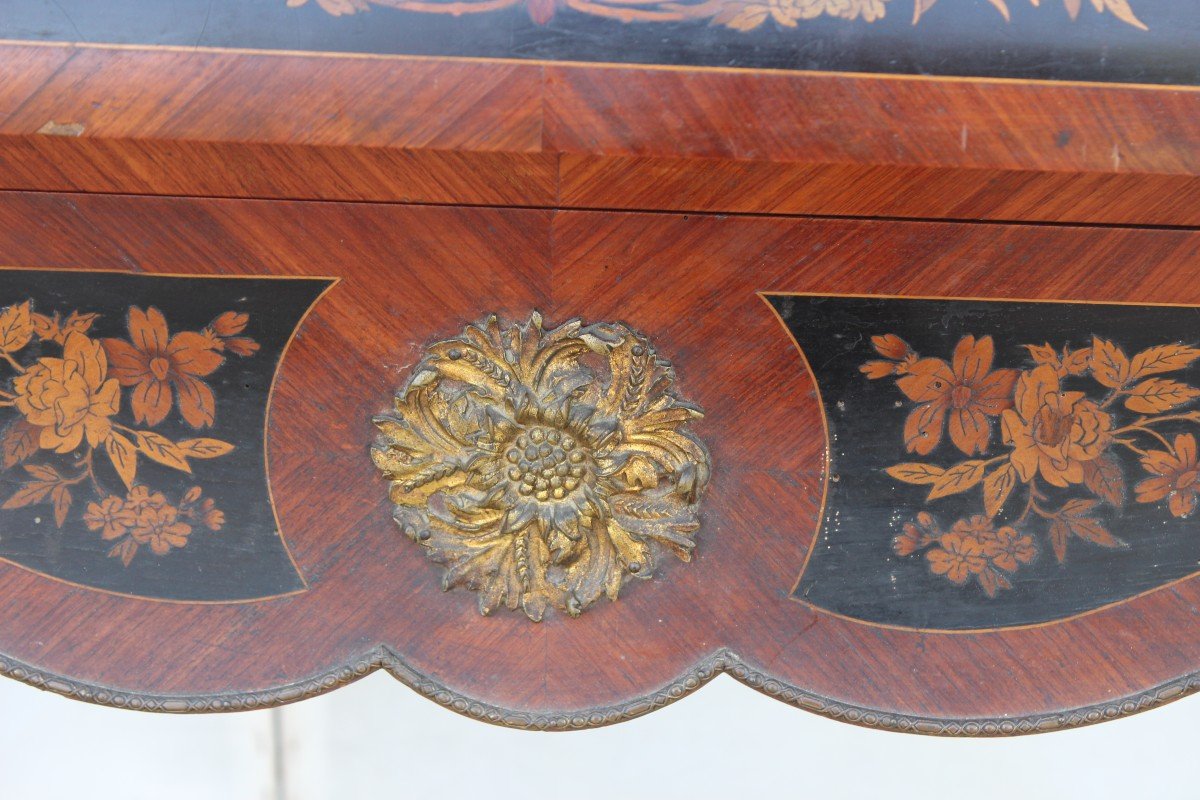 Lady's Desk / Secretary In Marquetry And Gilt Bronze, Napoleon III Period, XIX Century-photo-5