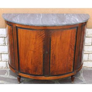 Sideboard Half-moon  From The Louis 16 Period In Solid Walnut.