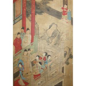 Pair Of Chinese Paintings On Silk, Qing Dinasty 19th Century.