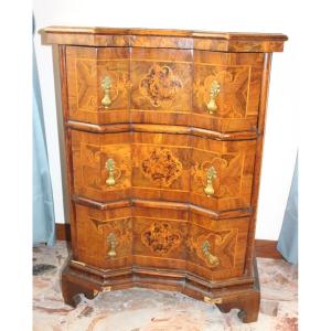 Petite Commode Italienne d'Epoque Louis XIV, Italie Premiere Moitiè Du XVIII Siecle.