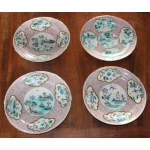Four Earthenware Plates, Savona 18th Century, Angelo Levantino.