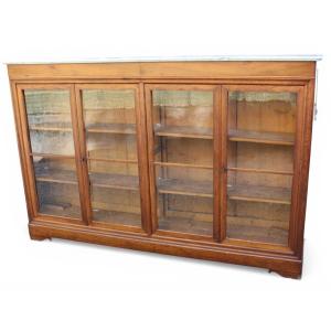 Louis Philippe Period Display Case/bookcase In Filled Walnut, Mid-19th Century.