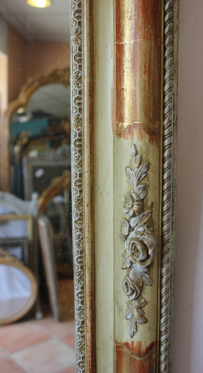 Rectangle Mirror Restoration Gold Leaf And Patina 90 X 114 Cm-photo-3