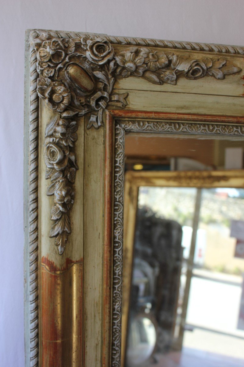 Rectangle Mirror Restoration Gold Leaf And Patina 90 X 114 Cm-photo-2