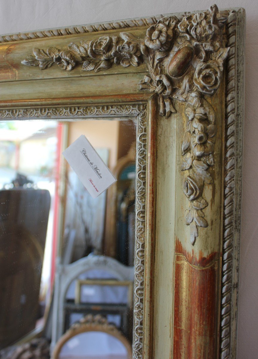 Rectangle Mirror Restoration Gold Leaf And Patina 90 X 114 Cm