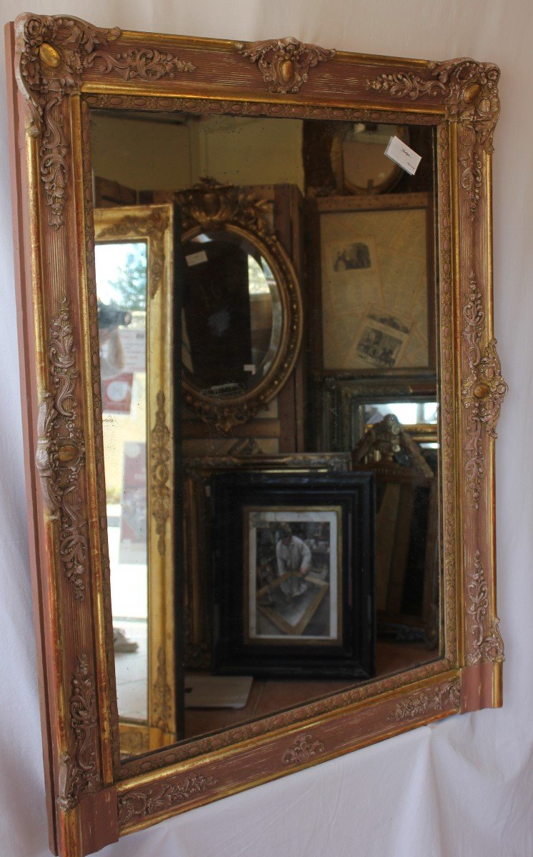 Gold, Patina And Mercury Fireplace Mirror 90 X 120 Cm-photo-2