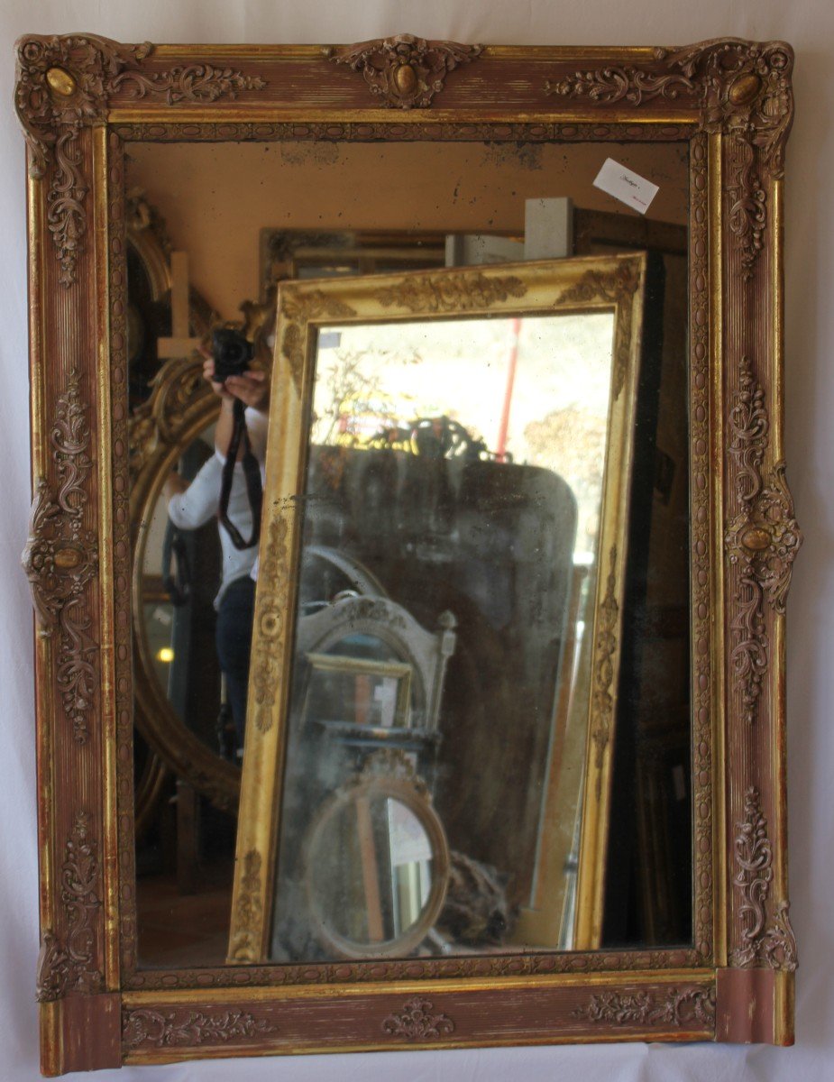 Gold, Patina And Mercury Fireplace Mirror 90 X 120 Cm-photo-1
