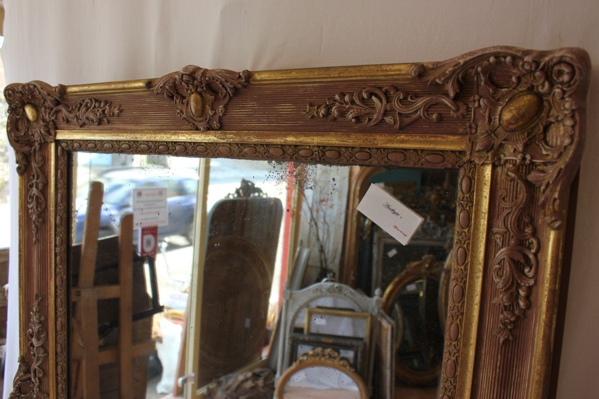 Gold, Patina And Mercury Fireplace Mirror 90 X 120 Cm-photo-3