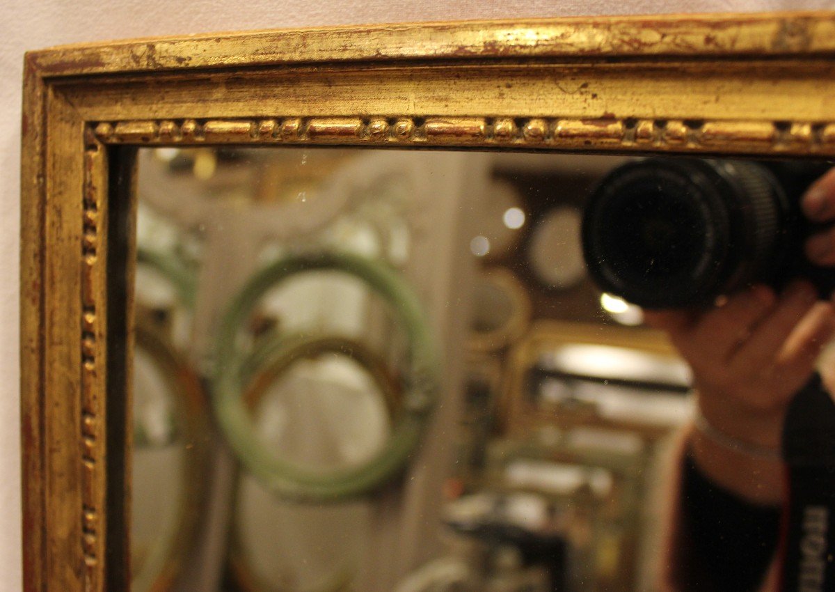 Small Louis XVI Style Mirror, Golden Wood, Mercury 27 X 32 Cm-photo-2