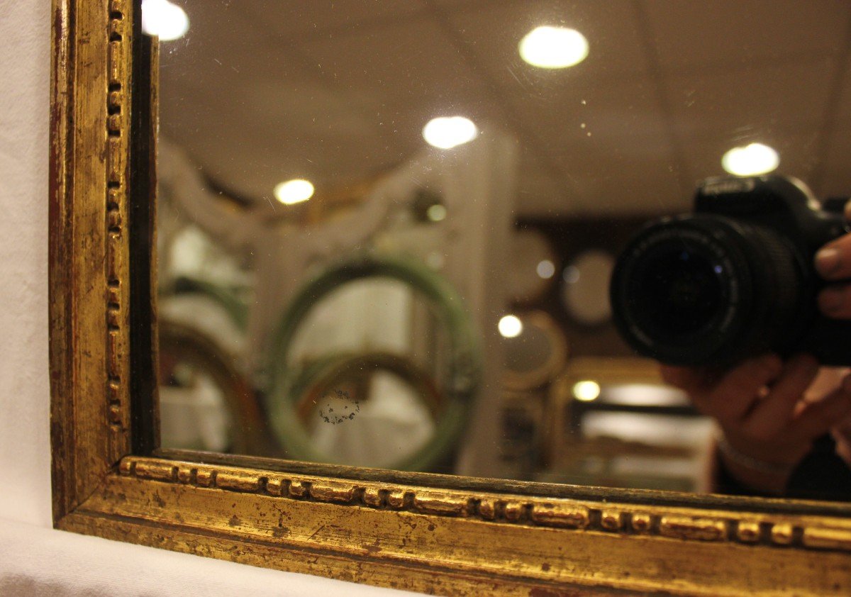 Small Louis XVI Style Mirror, Golden Wood, Mercury 27 X 32 Cm-photo-3