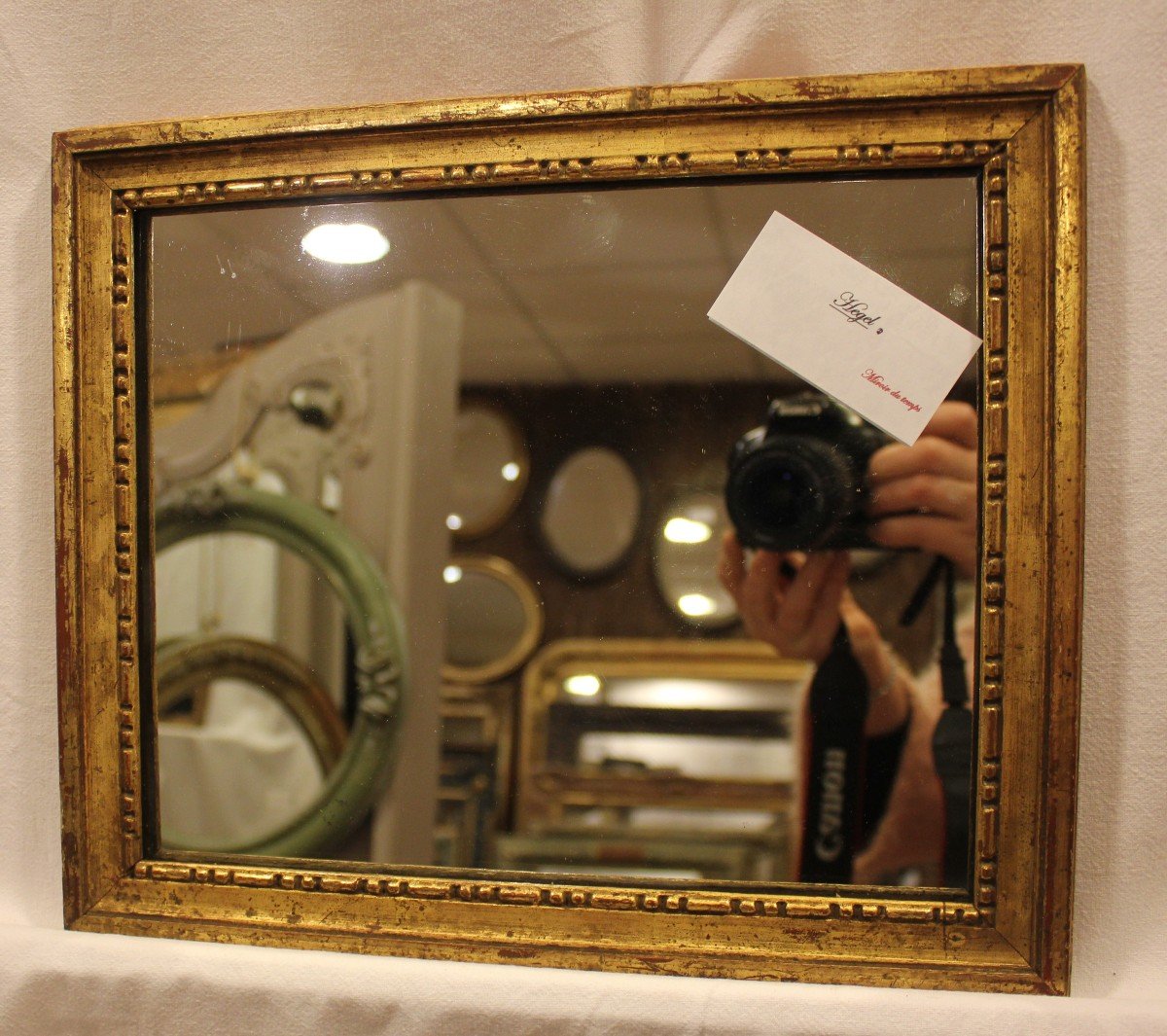 Small Louis XVI Style Mirror, Golden Wood, Mercury 27 X 32 Cm-photo-1
