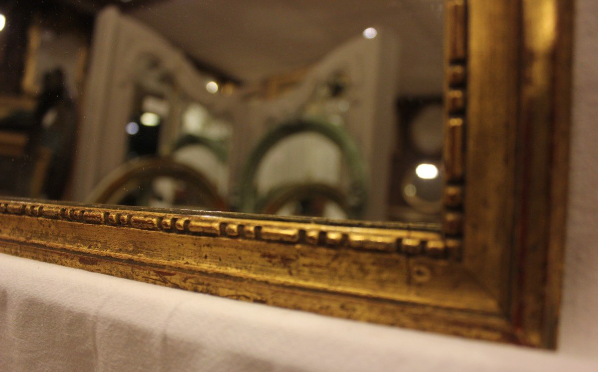 Small Louis XVI Style Mirror, Golden Wood, Mercury 27 X 32 Cm-photo-2