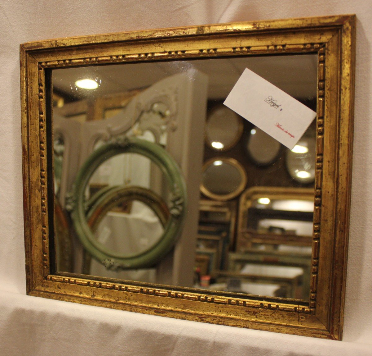 Small Louis XVI Style Mirror, Golden Wood, Mercury 27 X 32 Cm