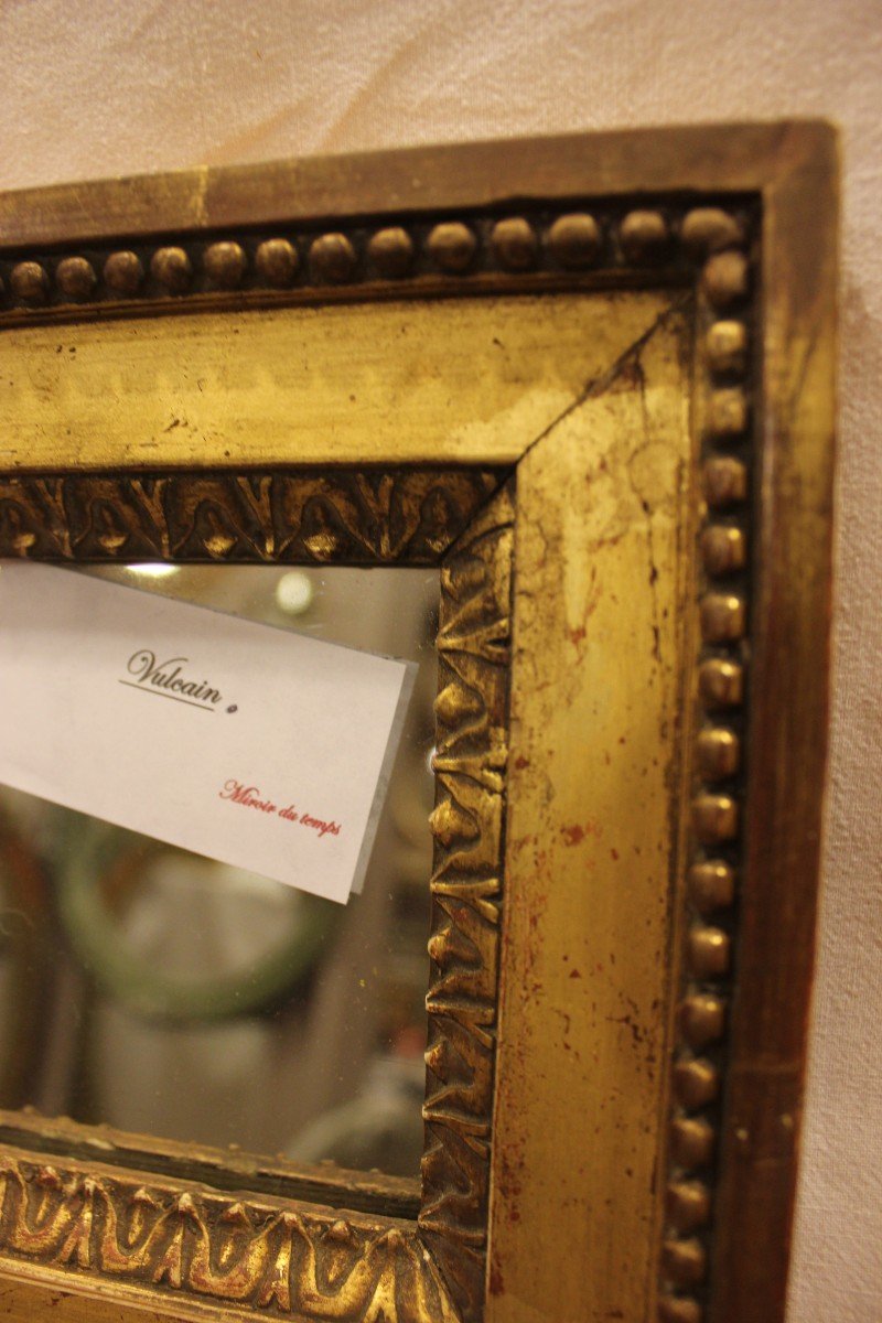 Petit Miroir Louis XVI, Bois Doré, Glace Mercure  20 X 23 Cm-photo-2