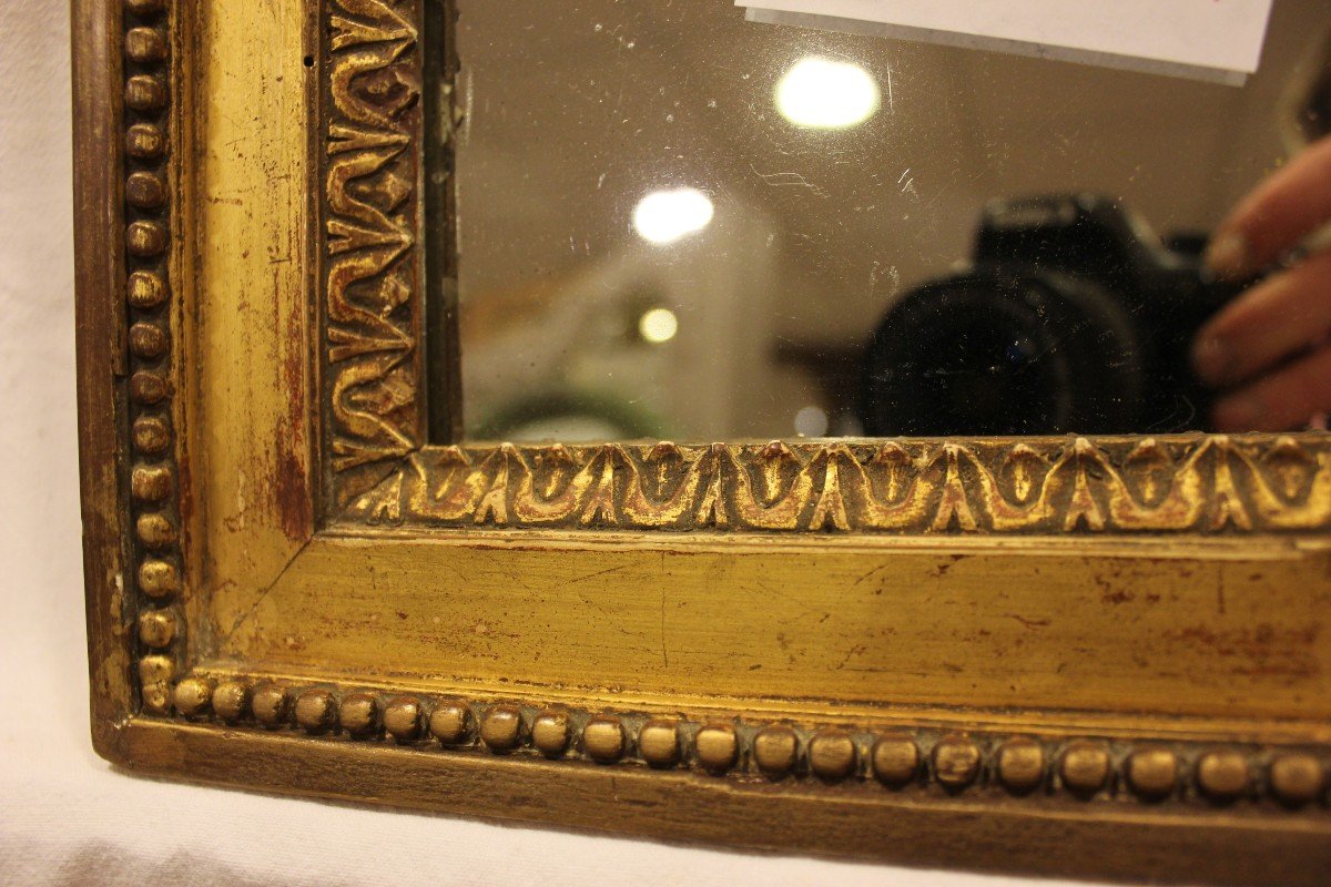 Small Louis XVI Mirror, Golden Wood, Mercury Ice 20 X 23 Cm-photo-2