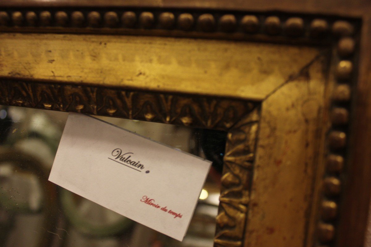 Petit Miroir Louis XVI, Bois Doré, Glace Mercure  20 X 23 Cm-photo-4