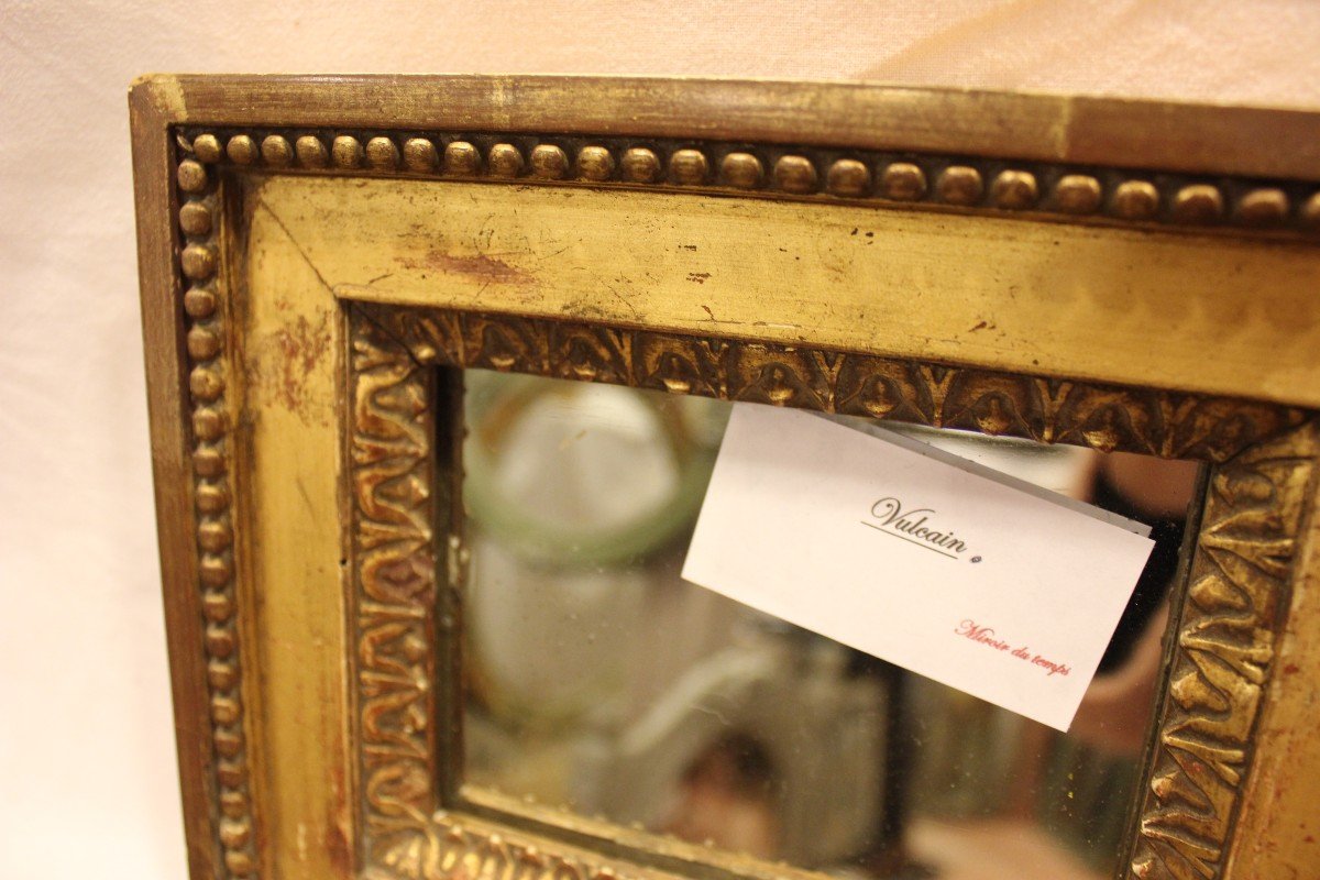 Petit Miroir Louis XVI, Bois Doré, Glace Mercure  20 X 23 Cm-photo-5