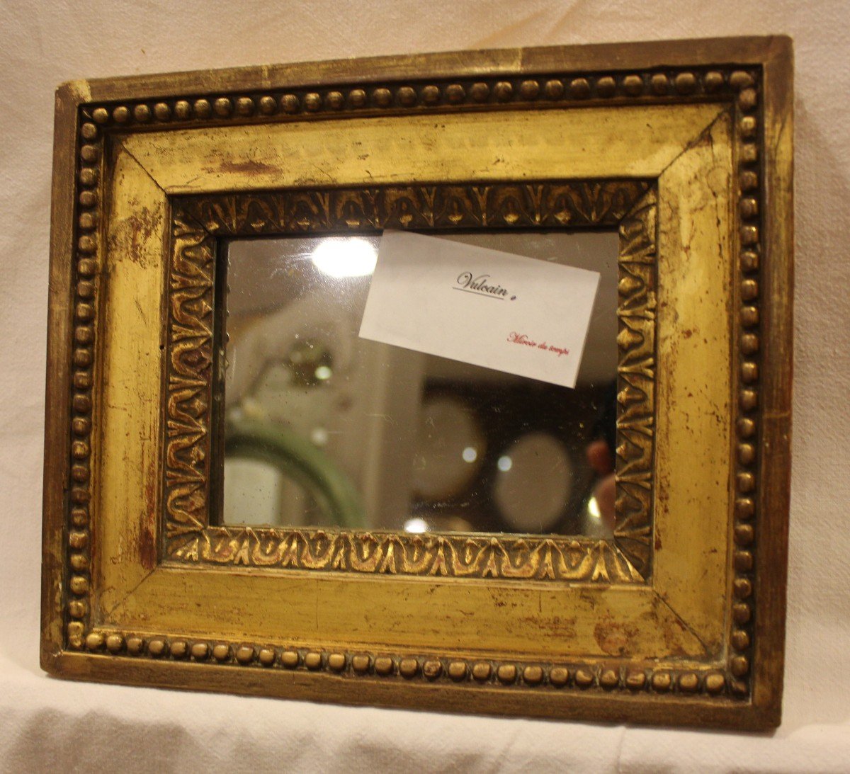 Petit Miroir Louis XVI, Bois Doré, Glace Mercure  20 X 23 Cm
