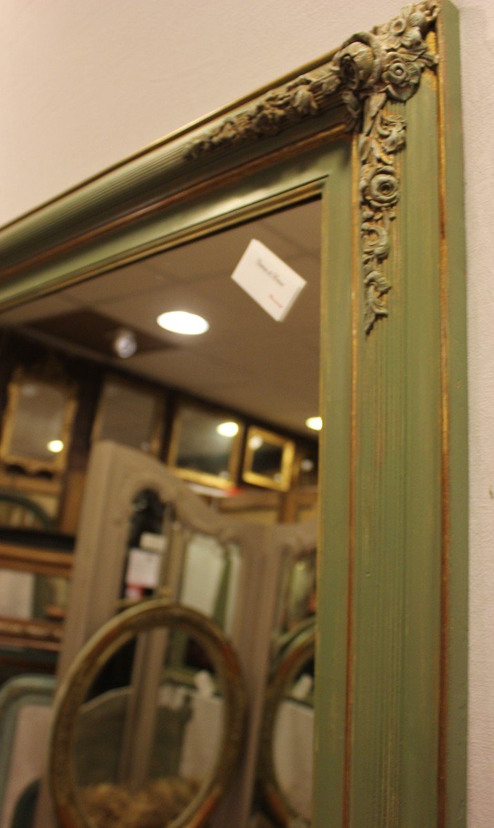 Old Restoration Rectangle Mirror, Patina And Gold Leaf 94 X 112 Cm-photo-4